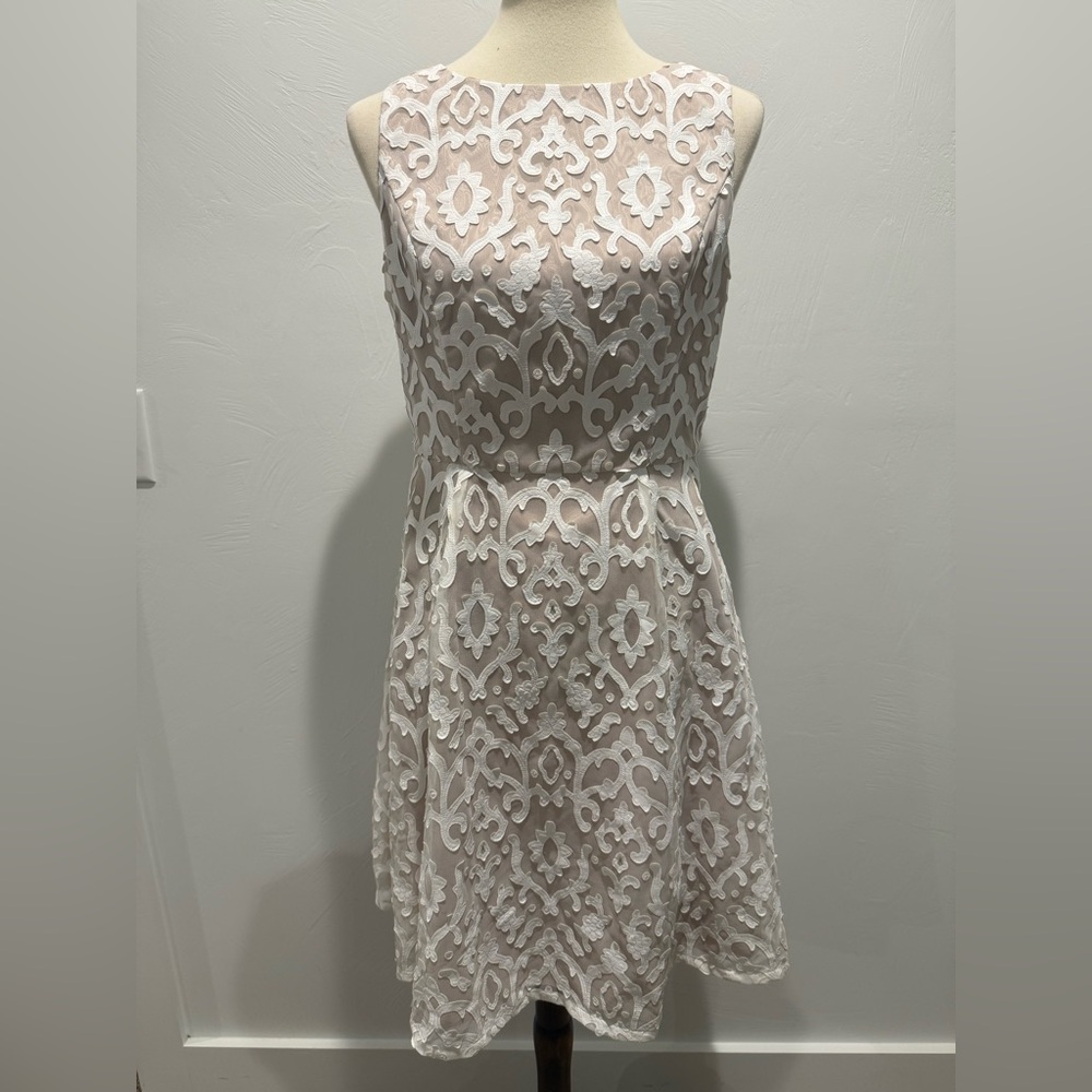 Adrianna Papell Cream and White Dress
